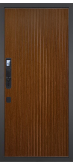 Дверь Гранит Континент Смарт | Внешняя МДФ панель 10 мм. Цвет покрытия Американский орех + черный кварц. Фрезеровка Континент