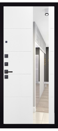 Дверь Гранит Нанорельеф | Внешняя МДФ-панель и наличники: цвет «Смоки софт», 10мм