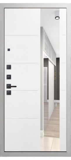 Дверь Гранит Вайт | Внешняя МДФ-панель и наличники: цвет «Белый», 10мм