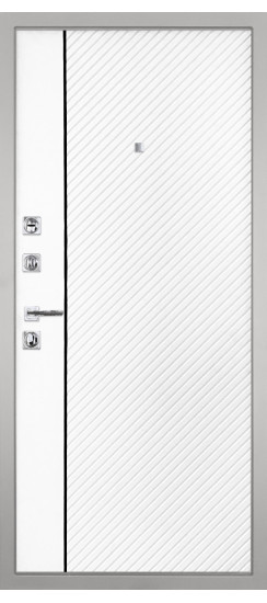 Дверь Гранит Пиано Белая | Внешняя МДФ-панель и наличники: цвет «Белый», 10мм