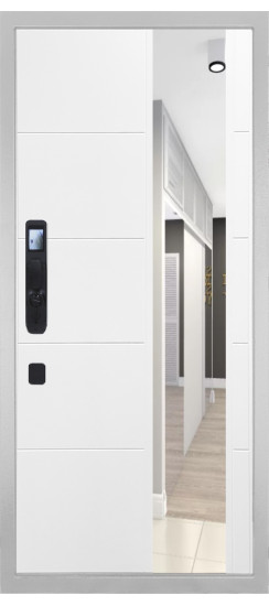 Дверь Гранит Пиано Смарт Белая | Внешняя МДФ-панель и наличники: цвет «Белый», 10мм