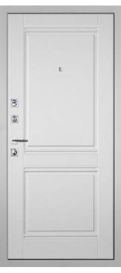 Дверь Гранит Пиано Белая | Внешняя МДФ-панель и наличники: цвет «Белый», 10мм