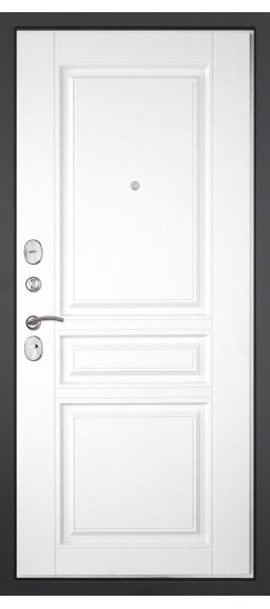 Дверь Гранит Лира | Внешняя МДФ-панель и наличники: цвет «Бетон темный», 10мм.