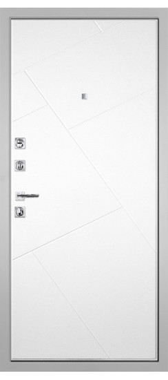Дверь Гранит Пиано Белая | Внешняя МДФ-панель и наличники: цвет «Белый», 10мм