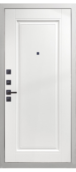 Дверь Гранит Пиано Белая | Внешняя МДФ-панель и наличники: цвет «Белый», 10мм