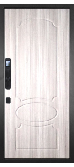 Дверь Гранит Континент Смарт | Внешняя МДФ панель 10 мм. Цвет покрытия Американский орех + черный кварц. Фрезеровка Континент