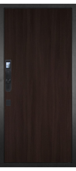 Дверь Гранит Пиано Смарт | Внешняя МДФ-панель и наличники: цвет «Графит», черное стекло, 10мм