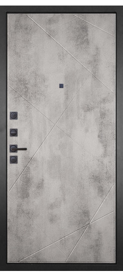 Дверь Гранит НаноБлэк лайн | Внешняя МДФ-панель и наличники: цвет «Шагрень Графит», 10мм