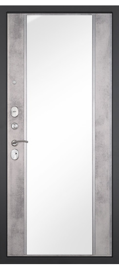 Дверь Гранит Лира | Внешняя МДФ-панель и наличники: цвет «Бетон темный», 10мм.