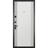 Дверь Гранит Пиано Эко | Внешняя МДФ-панель и наличники: цвет «Ель поперечная», черное стекло, 10мм.