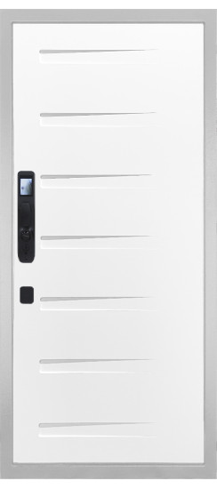 Дверь Гранит Пиано Смарт Белая | Внешняя МДФ-панель и наличники: цвет «Белый», 10мм
