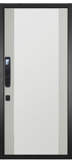 Дверь Гранит Континент Смарт | Внешняя МДФ панель 10 мм. Цвет покрытия Американский орех + черный кварц. Фрезеровка Континент