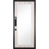 Дверь Гранит Пиано Смарт | Внешняя МДФ-панель и наличники: цвет «Графит», черное стекло, 10мм