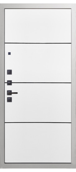 Дверь Гранит Вайт | Внешняя МДФ-панель и наличники: цвет «Белый», 10мм