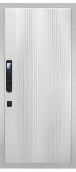 Дверь Гранит Пиано Смарт Белая | Внешняя МДФ-панель и наличники: цвет «Белый», 10мм