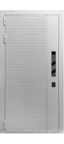 Дверь Гранит Пиано Смарт Белая | Внешняя МДФ-панель и наличники: цвет «Белый», 10мм