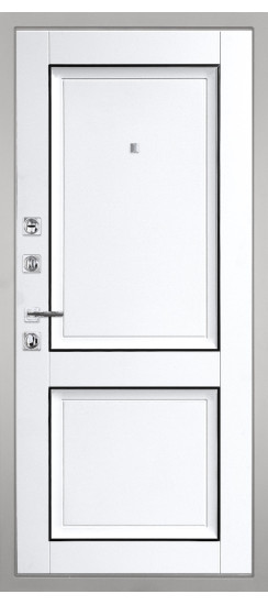 Дверь Гранит Пиано Белая | Внешняя МДФ-панель и наличники: цвет «Белый», 10мм