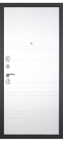 Дверь Гранит Лира | Внешняя МДФ-панель и наличники: цвет «Бетон темный», 10мм.