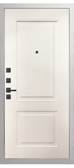 Дверь Гранит Пиано Белая | Внешняя МДФ-панель и наличники: цвет «Белый», 10мм