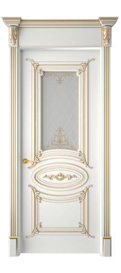 Багет 9.1 ДО | Белая эмаль патина золото