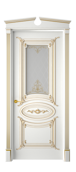 Багет 9.1 ДО | Белая эмаль патина золото