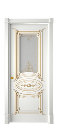 Багет 9.1 ДО | Белая эмаль патина золото
