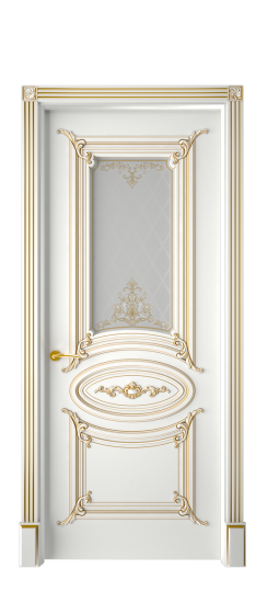 Багет 9.1 ДО | Белая эмаль патина золото