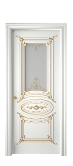 Багет 9.1 ДО | Белая эмаль патина золото