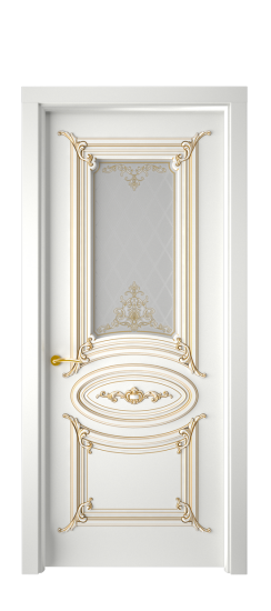 Багет 9.1 ДО | Белая эмаль патина золото