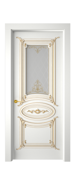 Багет 9.1 ДО | Белая эмаль патина золото