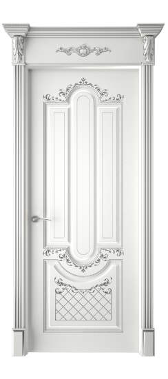 Александрия ДГ | Белая эмаль патина серебро