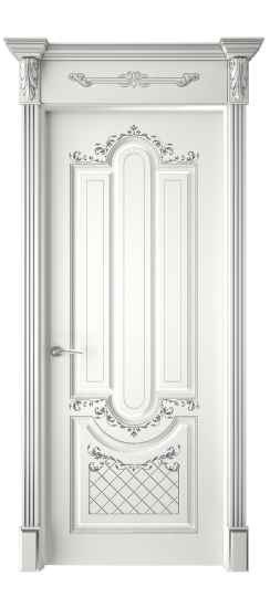 Александрия ДГ | Белая эмаль патина серебро