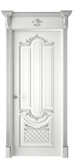 Александрия ДГ | Белая эмаль патина серебро