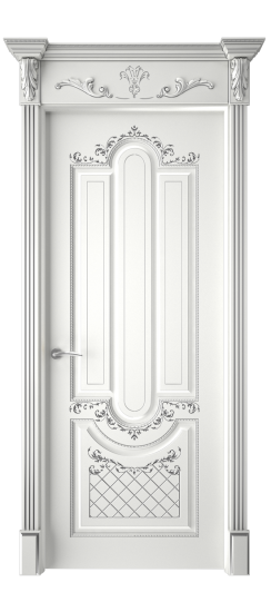 Александрия ДГ | Белая эмаль патина серебро