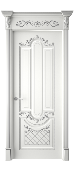 Александрия ДГ | Белая эмаль патина серебро