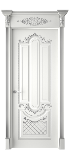 Александрия ДГ | Белая эмаль патина серебро