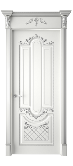 Александрия ДГ | Белая эмаль патина серебро