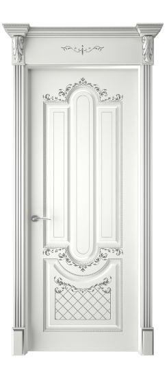 Александрия ДГ | Белая эмаль патина серебро