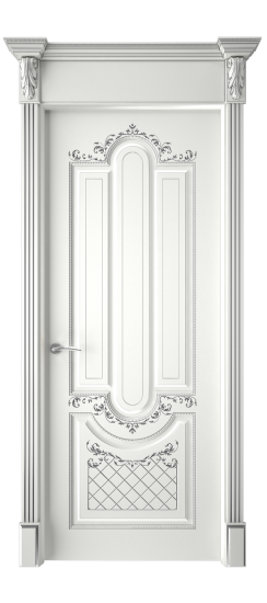 Александрия ДГ | Белая эмаль патина серебро