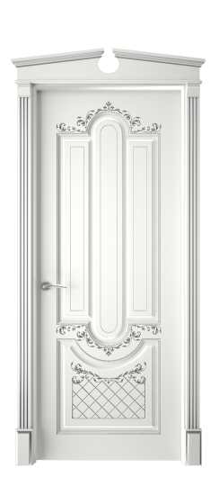 Александрия ДГ | Белая эмаль патина серебро