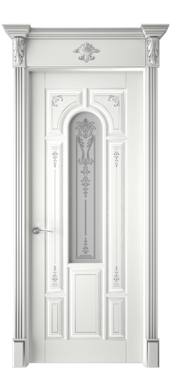 Готика 2/1 ДО | Белая эмаль патина серебро