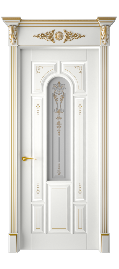 Готика 2/1 ДО | Белая эмаль патина золото