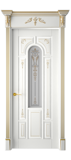 Готика 2/1 ДО | Белая эмаль патина золото