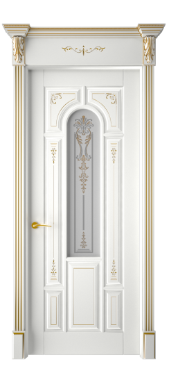 Готика 2/1 ДО | Белая эмаль патина золото