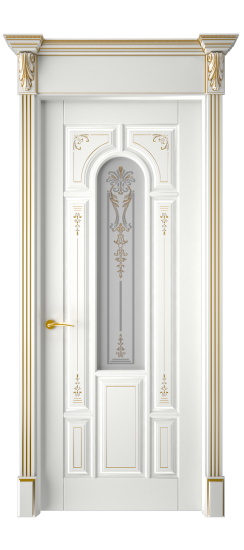 Готика 2/1 ДО | Белая эмаль патина золото