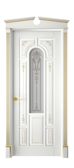 Готика 2/1 ДО | Белая эмаль патина золото