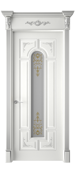 Готика 2/2 ДО | Белая эмаль патина серебро