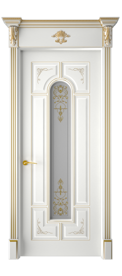 Готика 2/2 ДО | Белая эмаль патина золото