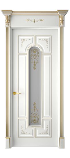 Готика 2/2 ДО | Белая эмаль патина золото