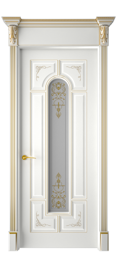 Готика 2/2 ДО | Белая эмаль патина золото
